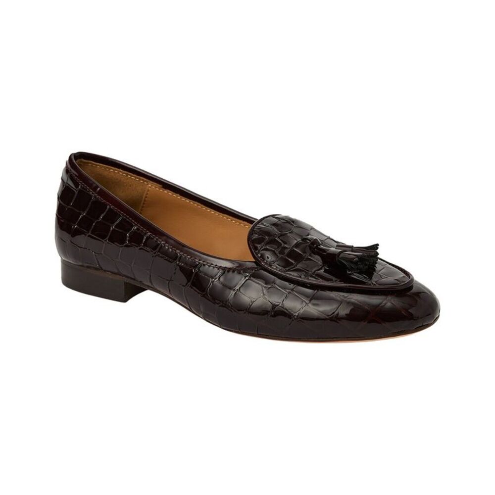 J.Mclaughlin Cecily Croc-Embossed Leather Loafer, Brown
